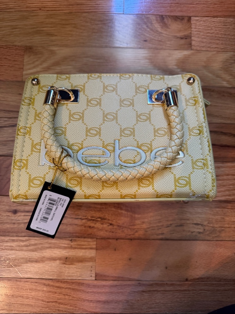 NWT Bebe Briella Small Satchel Bag Blonde (Yellow) - Picture 2 of 14